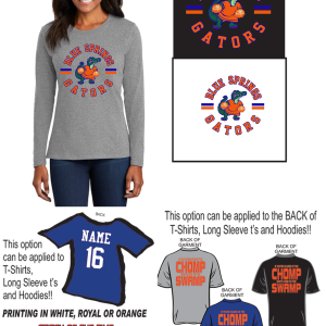 Blue Springs Gators Port & Company Ladies Long Sleeve Core Cotton T-Shirt